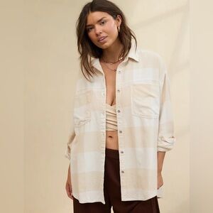 Aerie Anytime Fave Flannel Button Down Shirt  Sz XS